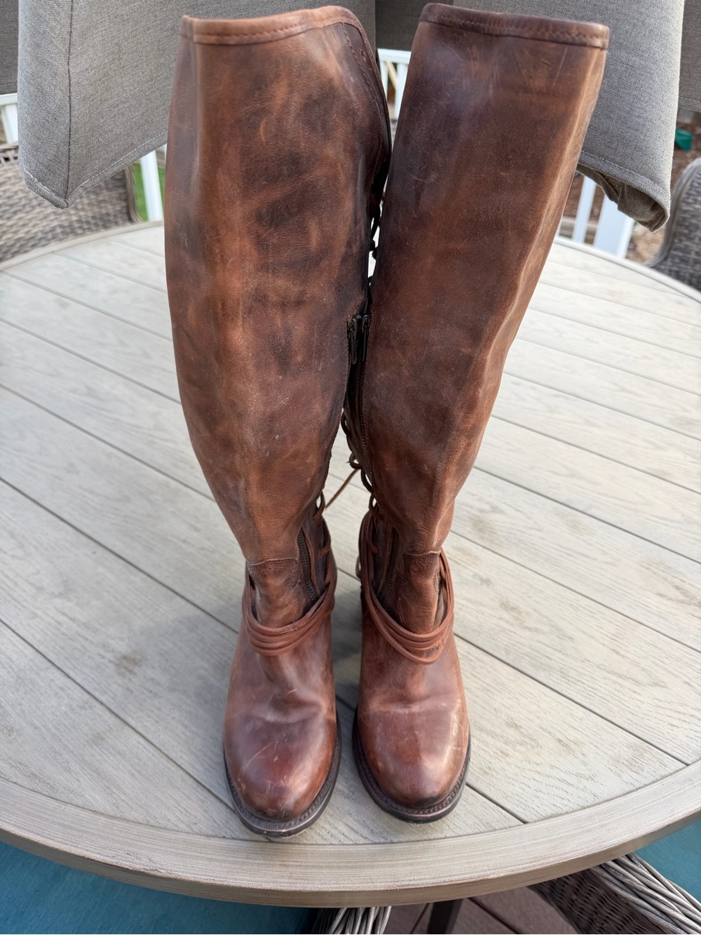 Freebird by Steven Over-the-Knee Leather Boots in Distressed Brown